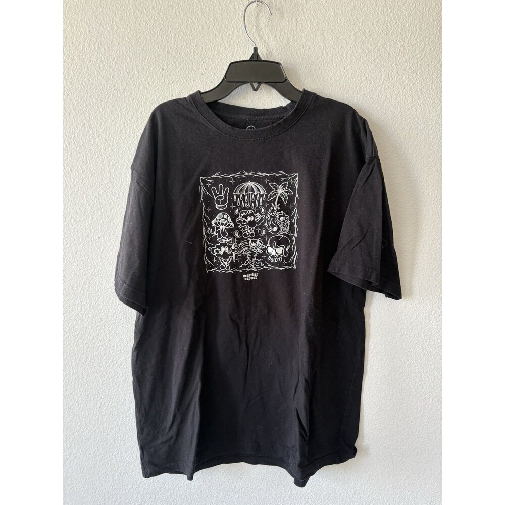 Weather Report Men’s Black Graphic Short Sleeve T-Shirt Cotton Size XL